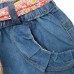 Girl Denim Shorts Children Jeans Pants With Flower Belt