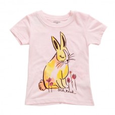 2015 New Little Maven Summer Baby Girl Children Rabbit Pink Cotton Short Sleeve T-shirt