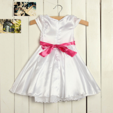 Girls Wedding Princess Bowknot Dress Tutu Bow-tie Short Sleeve Skirt