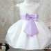 Girls Wedding Princess Bowknot Dress Tutu Bow-tie Short Sleeve Skirt