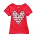 2015 New Little Maven Summer Baby Girl Children Heart Red Cotton Short Sleeve T-shirt
