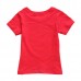 2015 New Little Maven Summer Baby Girl Children Heart Red Cotton Short Sleeve T-shirt