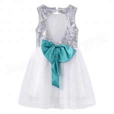 Kid Girls Sequins Bowknot Backless Party Dress