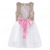 Kid Girls Sequins Bowknot Backless Party Dress