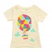 2015 New Little Maven Baby Girl Children Air Balloon Yellow Cotton Short Sleeve T-shirt