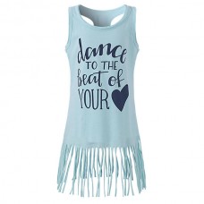 Baby Kid Girls Letters Heart Printed Tassel Sleeveless Tank Dress