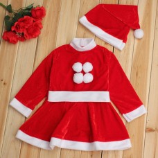 Children Christmas Girl Dress Boy Top+Pant+Hat Cap Party Clothes Sets