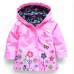 Kid Girls Floral Printed Full Sleeve Hooded Waterproof Trench Coat