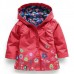Kid Girls Floral Printed Full Sleeve Hooded Waterproof Trench Coat