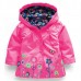 Kid Girls Floral Printed Full Sleeve Hooded Waterproof Trench Coat