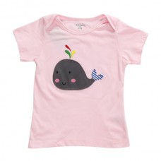 2015 New Little Maven Summer Baby Girl Children Whale Pink Cotton Short Sleeve T-shirt