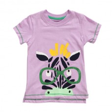 2015 New Little Maven Summer Baby Girl Child Zebra Pink Cotton Short Sleeve T-shirt Tee