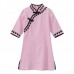 Chinese Style Kid Girls Half Sleeve Pink Cheongsam Dress