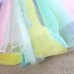 2015 Toddler Kids Girls Rainbow Sleeveless Princess Party Gauze Skirt Tutu Dress