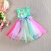 2015 Toddler Kids Girls Rainbow Sleeveless Princess Party Gauze Skirt Tutu Dress