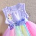 2015 Toddler Kids Girls Rainbow Sleeveless Princess Party Gauze Skirt Tutu Dress