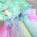 2015 Toddler Kids Girls Rainbow Sleeveless Princess Party Gauze Skirt Tutu Dress