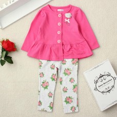 Toddler Girls Long Sleeve Tops Cardigan Floral Printing Leggings Sets