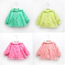 Kid Baby Girl Spring Autumn Button Hooded Coat Bow Print Long Sleeve Jacket Windbreaker Outfit