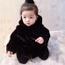 Kid Baby Girls Black Faxu Fur Hooded Coats