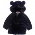 Kid Baby Girls Black Faxu Fur Hooded Coats