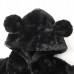 Kid Baby Girls Black Faxu Fur Hooded Coats