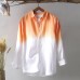 Mens Gradient Color Long Sleeve Cotton Breathable Trendy Casual Shirts