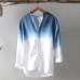 Mens Gradient Color Long Sleeve Cotton Breathable Trendy Casual Shirts