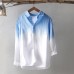 Mens Gradient Color Long Sleeve Cotton Breathable Trendy Casual Shirts