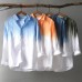 Mens Gradient Color Long Sleeve Cotton Breathable Trendy Casual Shirts