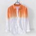 Mens Gradient Color Long Sleeve Cotton Breathable Trendy Casual Shirts