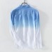 Mens Gradient Color Long Sleeve Cotton Breathable Trendy Casual Shirts