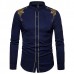 Chic Euramerica Palace Style Embroidery Slim Fit Band Collar Shirts for Men