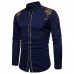 Chic Euramerica Palace Style Embroidery Slim Fit Band Collar Shirts for Men