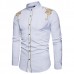 Chic Euramerica Palace Style Embroidery Slim Fit Band Collar Shirts for Men