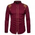 Chic Euramerica Palace Style Embroidery Slim Fit Band Collar Shirts for Men