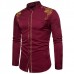 Chic Euramerica Palace Style Embroidery Slim Fit Band Collar Shirts for Men