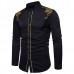 Chic Euramerica Palace Style Embroidery Slim Fit Band Collar Shirts for Men