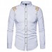 Chic Euramerica Palace Style Embroidery Slim Fit Band Collar Shirts for Men