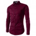 Mens Fashion Plaid Long-sleeved Lapel Checkered Shirt