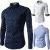 Mens Fashion Plaid Long-sleeved Lapel Checkered Shirt