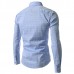 Mens Fashion Plaid Long-sleeved Lapel Checkered Shirt
