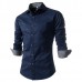 Mens Fashion Plaid Long-sleeved Lapel Checkered Shirt