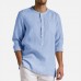 Mens Vintage Stand Collar Solid Color Half Sleeve loose Fit Casual T-shirts