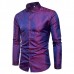 Mens Bright Nightclub Turn-Down Collar Fashion Long-sleeved Designer Shirt