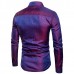 Mens Bright Nightclub Turn-Down Collar Fashion Long-sleeved Designer Shirt
