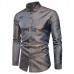 Mens Bright Nightclub Turn-Down Collar Fashion Long-sleeved Designer Shirt