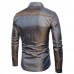 Mens Bright Nightclub Turn-Down Collar Fashion Long-sleeved Designer Shirt
