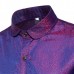 Mens Bright Nightclub Turn-Down Collar Fashion Long-sleeved Designer Shirt