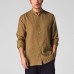 TWO-SIDED Mens Casual Shirt Soild Color Cotton Linen Long Sleeve Shirts